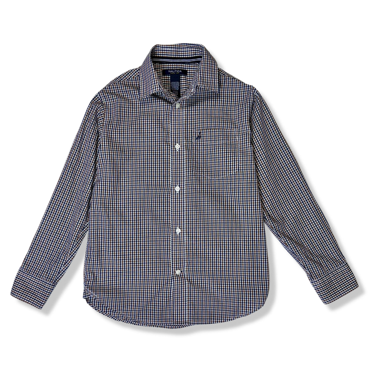 Camisa de cuadros de mangas largas para niño, marca Nautica, talla 10, foto 3