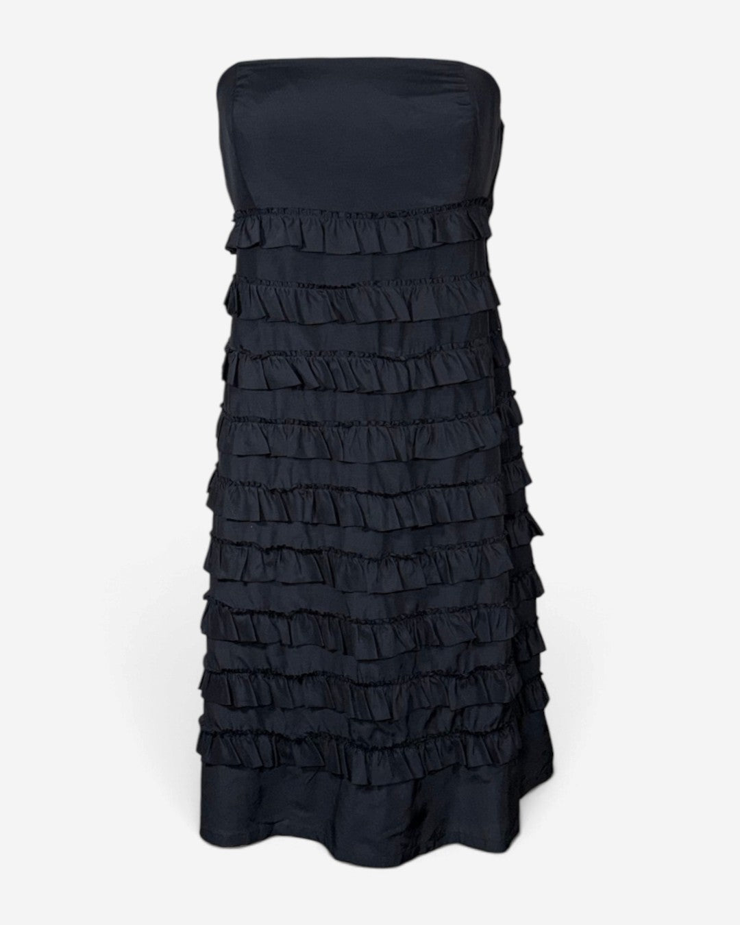 Vestido strapless negro con volantes para mujer, marca Gap, talla 14, foto 4