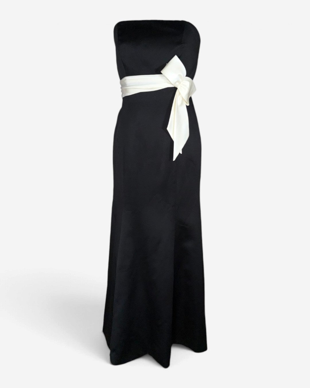 Vestido largo strapless negro con lazo marfil para mujer, marca Alexia II, talla 14, foto 5
