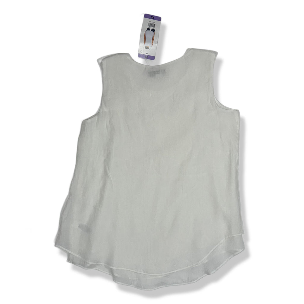 Blusa blanca sin mangas para mujer Cristina B talla XS, nueva con etiqueta, foto 2