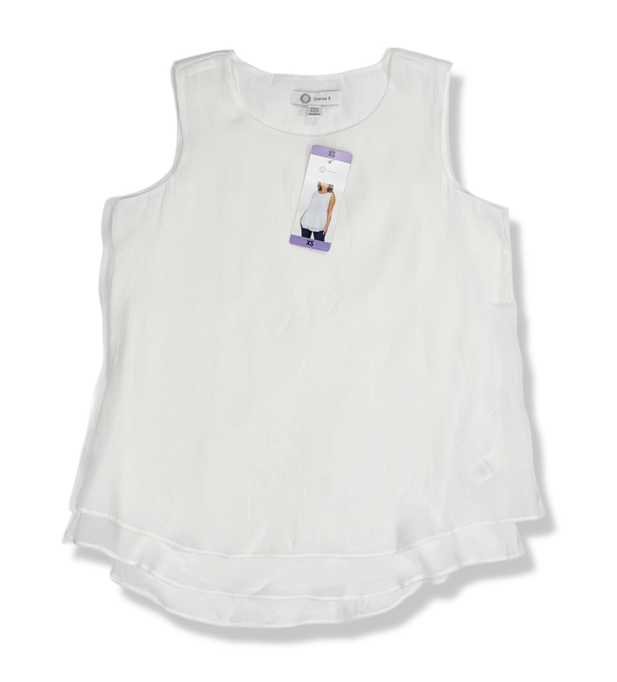 Blusa blanca sin mangas para mujer Cristina B talla XS, nueva con etiqueta, ropa de segunda mano en República Dominicana