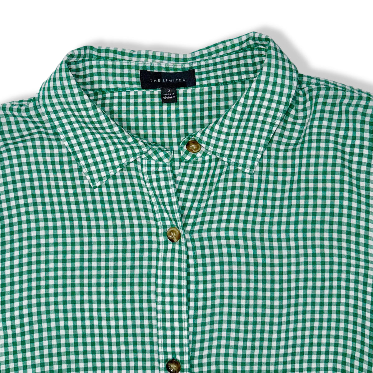 Camisa verde gingham The Limited, talla S, foto 3
