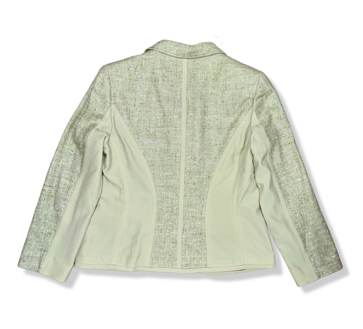 Blazer vintage verde claro de seda y lana para mujer Carlisle talla 12, foto 3