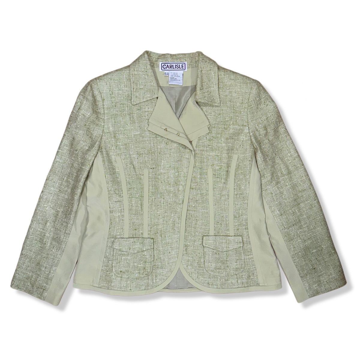 Blazer vintage verde claro de seda y lana para mujer Carlisle talla 12, foto 4