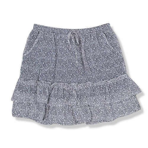 Falda corta estampada con volantes para mujer Sienna Sky talla L, ropa de segunda mano en República Dominicana