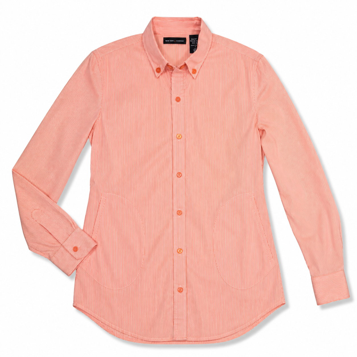 CAMISA DE RAYAS COLOR SALMÓN | NEW YORK & COMPANY | TALLA S
