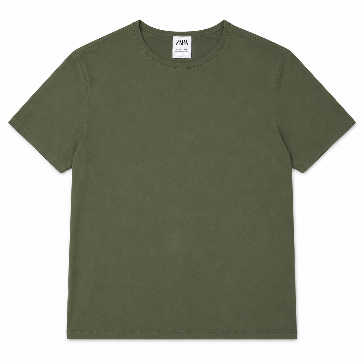 T-SHIRT VERDE OLIVO EASY FIT | ZARA | TALLA XL