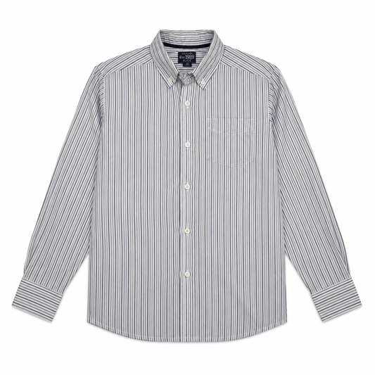 CAMISA MANGA LARGA DE RAYAS GRIS Y BLANCA | PLACE | TALLA M (7/8)