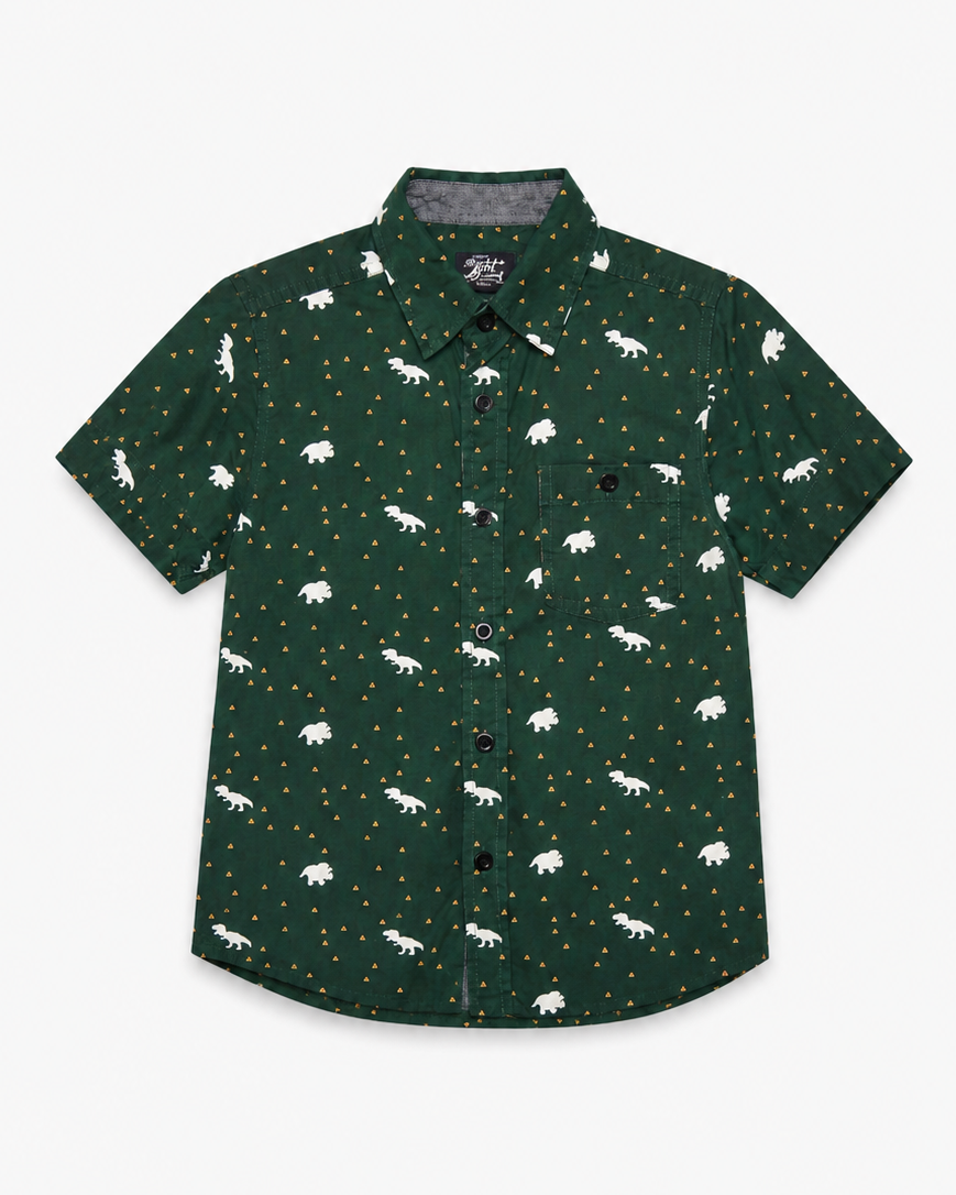 CAMISA MANGA CORTA VERDE CON DINOSAURIOS | EIGHTY EIGHT | TALLA 5/6