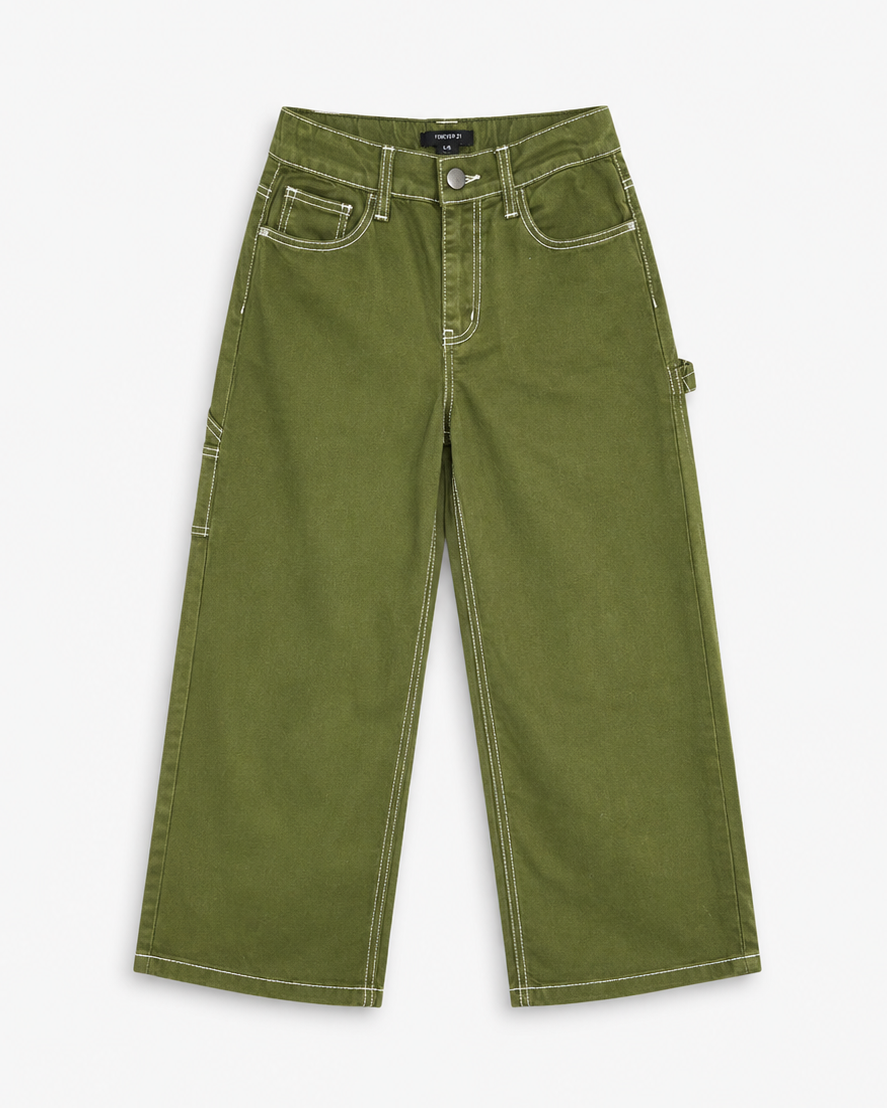 PANTALÓN CARGO VERDE MILITAR | FOREVER 21 | TALLA M
