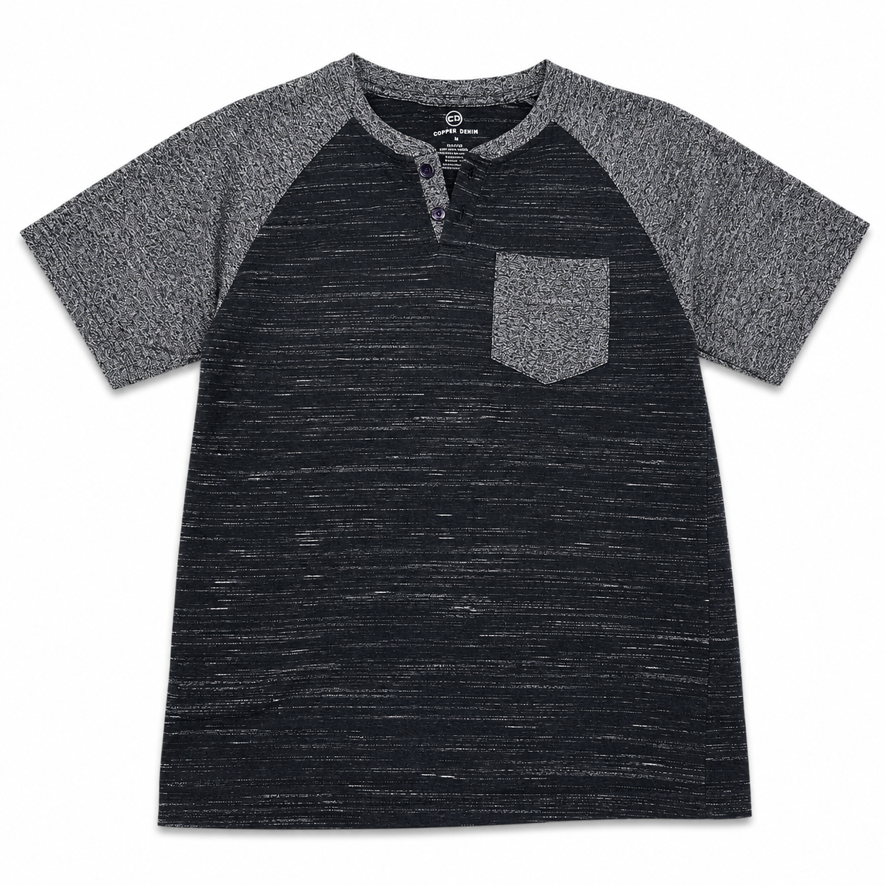 T-SHIRT NEGRA CON GRIS PARA NIÑOS | COPPER DENIM | TALLA M