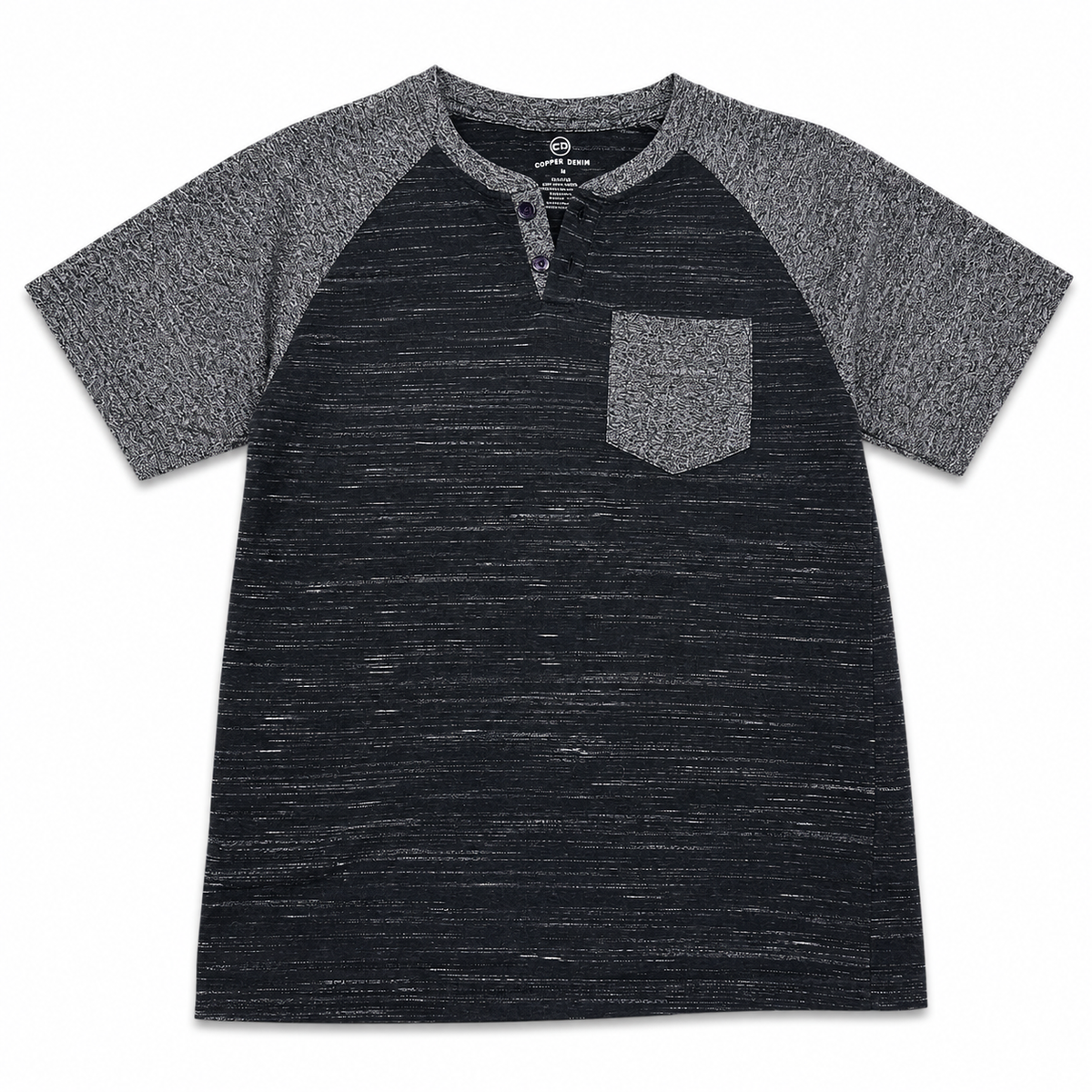 T-SHIRT NEGRA CON GRIS PARA NIÑOS | COPPER DENIM | TALLA M