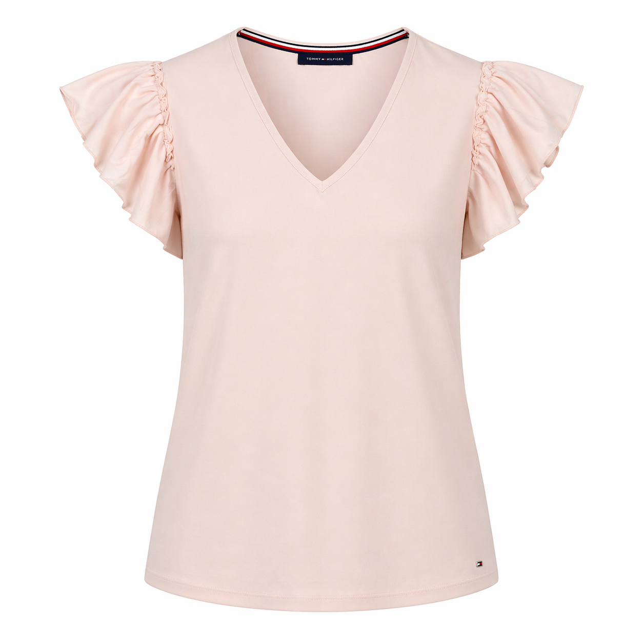 TOP CON ESCOTE EN V Y MANGAS CON VOLANTES | TOMMY HILFIGER | TALLA L