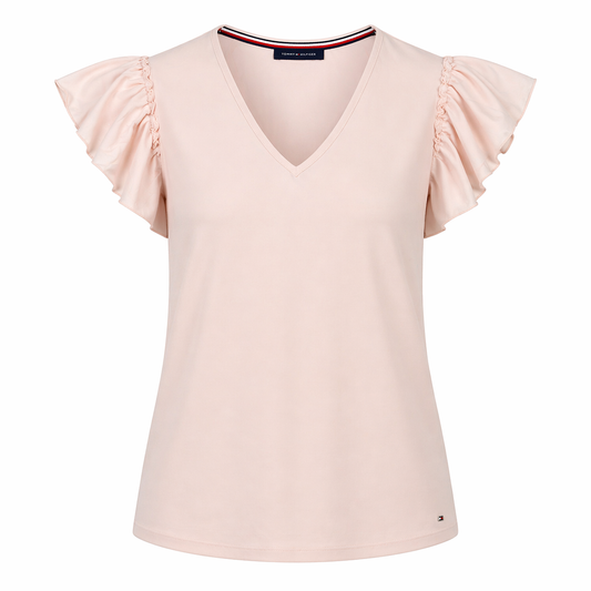 TOP CON ESCOTE EN V Y MANGAS CON VOLANTES | TOMMY HILFIGER | TALLA L