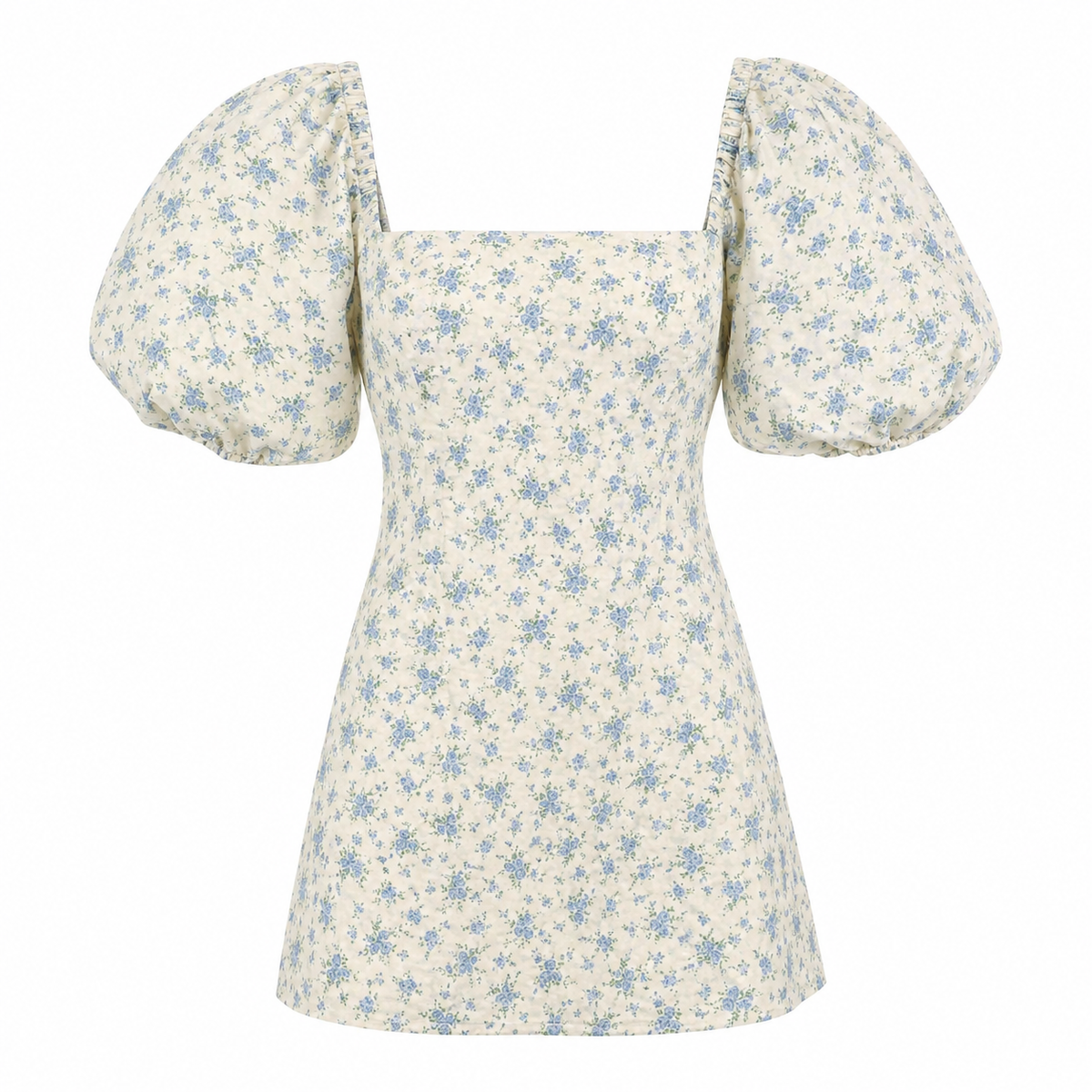 VESTIDO CORTO CON MANGAS ABULLONADAS Y ESTAMPADO FLORAL | MABLE | TALLA S