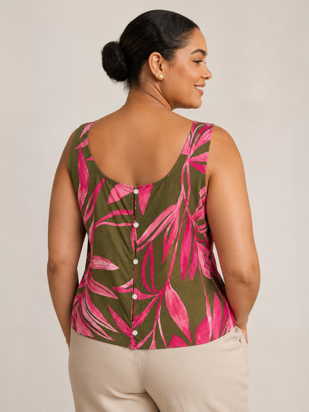 TOP SIN MANGAS DE MEZCLA DE LINO | TIME AND TRU | TALLA L