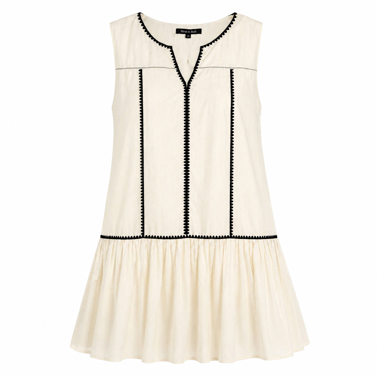 VESTIDO SIN MANGAS CORTE PEPLUM | STRUT & BOLT | TALLA M
