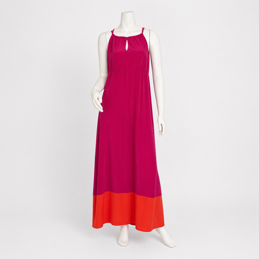 VESTIDO LARGO FUCSIA Y NARANJA | OLD NAVY | TALLA S