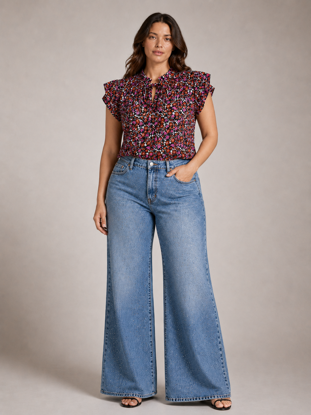 BLUSA CON ESTAMPADO FLORAL MANGAS CORTAS | CAMILA CASUAL | TALLA L