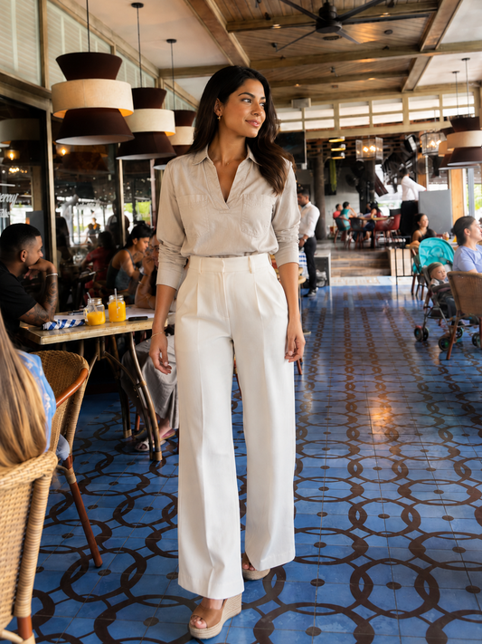 CAMISA TIPO UTILITY BEIGE | BANANA REPUBLIC | TALLA S (Oversize)