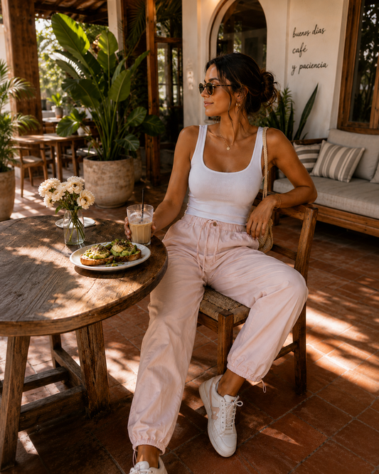 NUEVO CON ETIQUETA | PANTALÓN CARGO ROSA CLARO | AMAZON ESSENTIALS | TALLA M (Oversize)