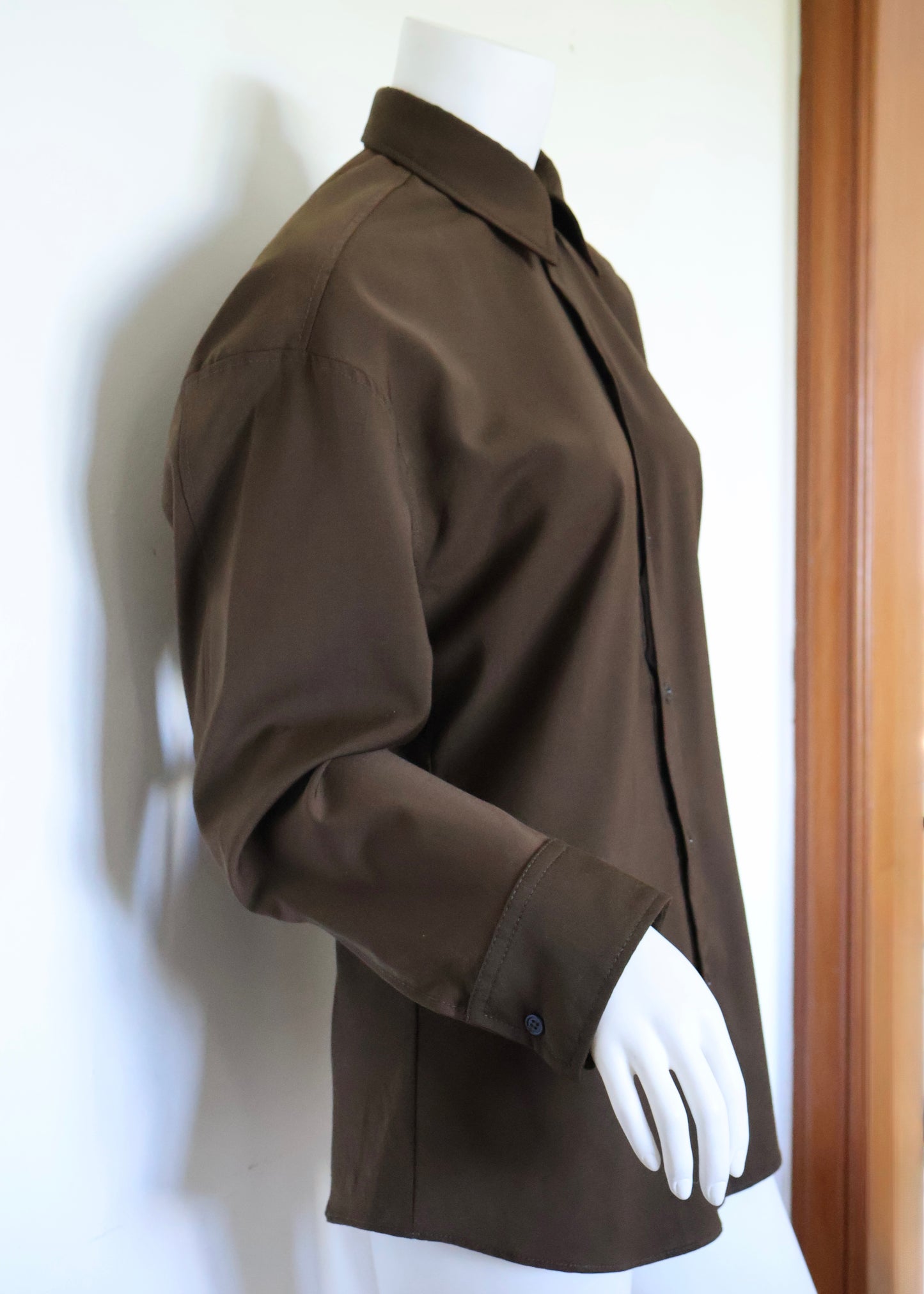 CAMISA MANGA LARGA MARRÓN | ZARA | TALLA S (OVERSIZE)