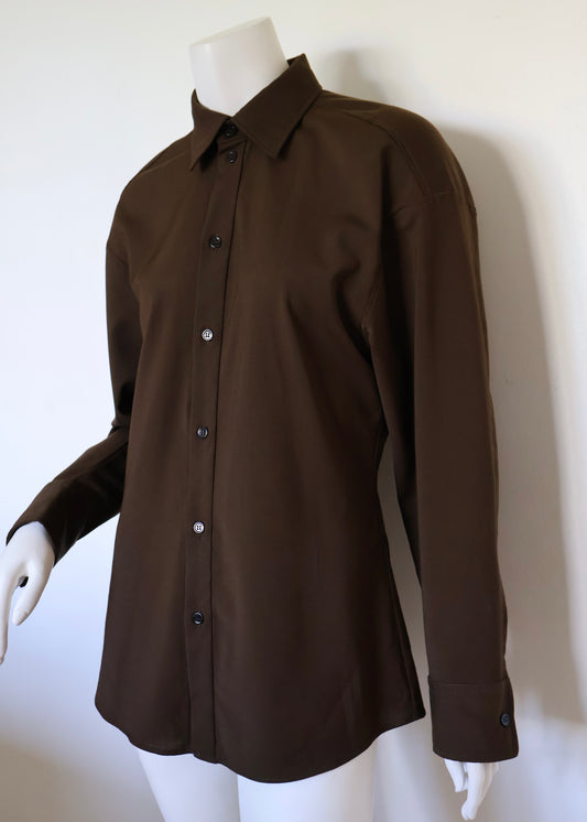 CAMISA MANGA LARGA MARRÓN | ZARA | TALLA S (OVERSIZE)