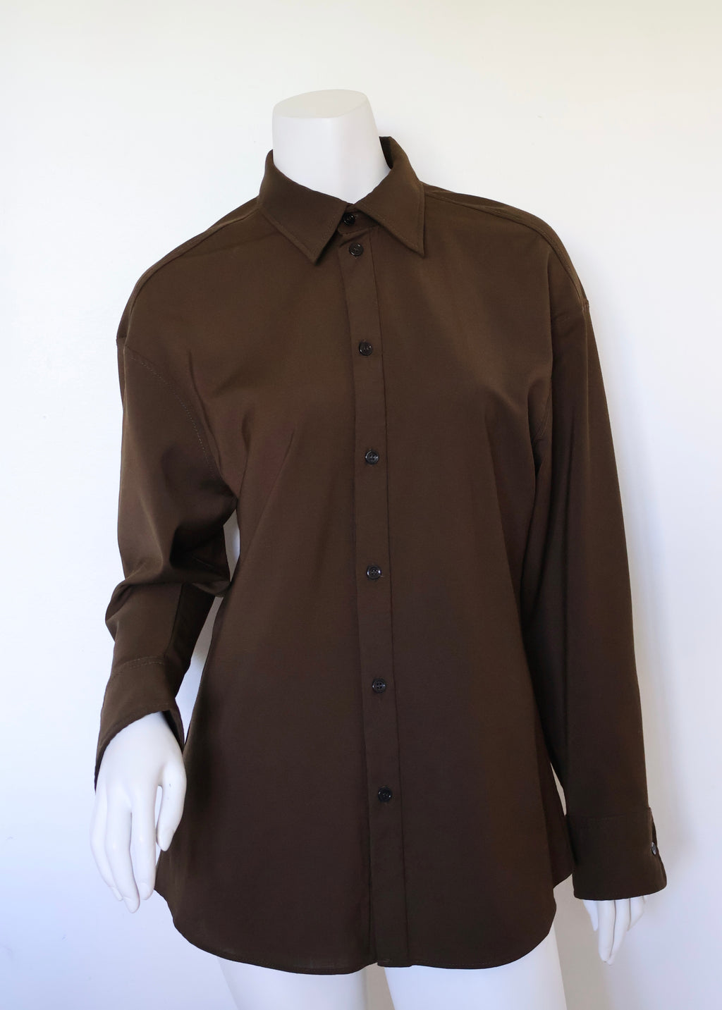 CAMISA MANGA LARGA MARRÓN | ZARA | TALLA S (OVERSIZE)