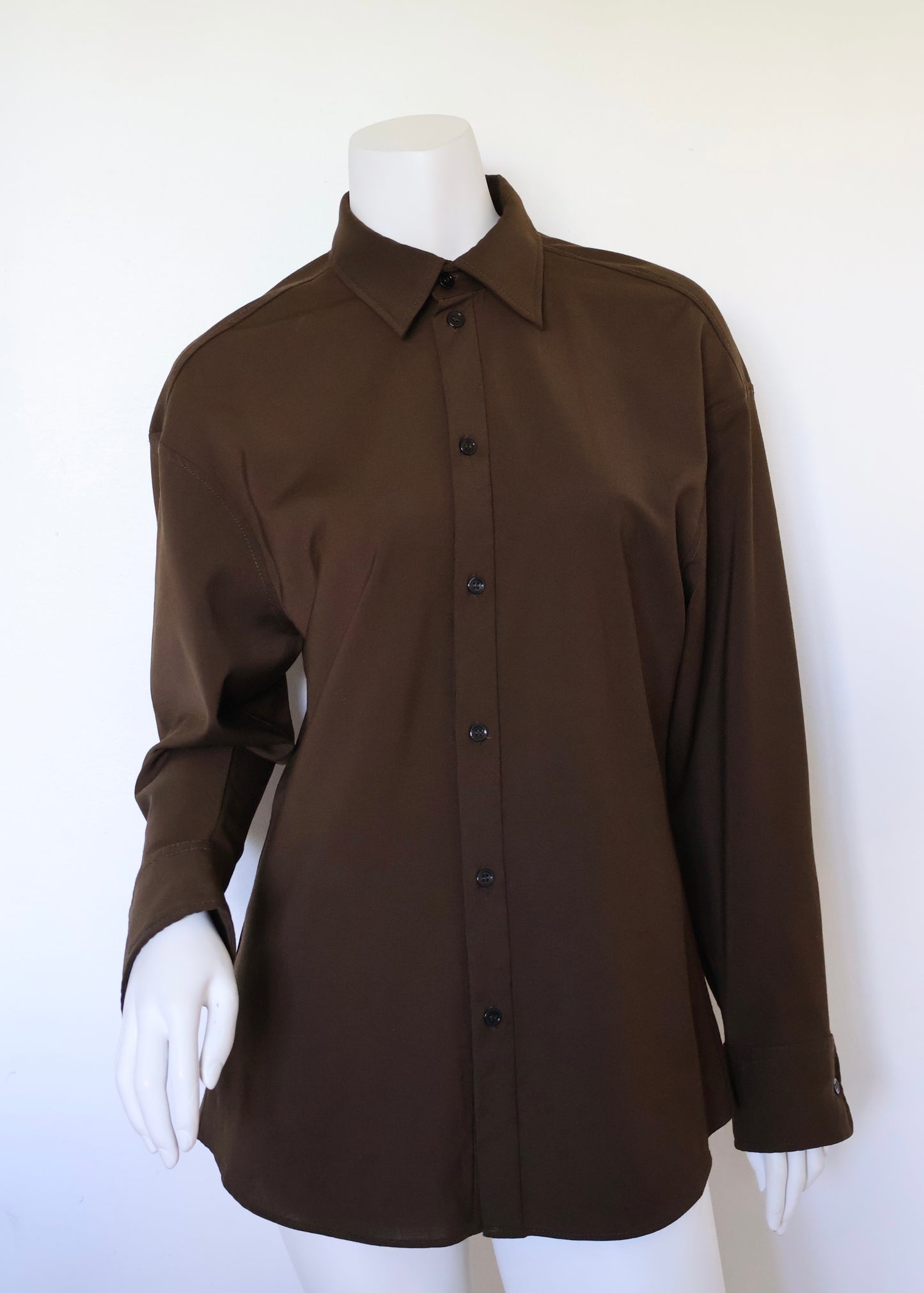CAMISA MANGA LARGA MARRÓN | ZARA | TALLA S (OVERSIZE)