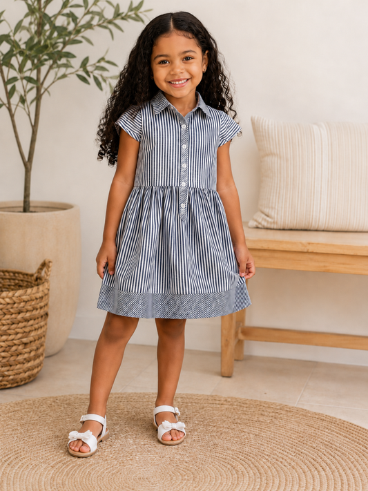 VESTIDO INFANTIL DE RAYAS AZUL Y BLANCO | CARTER’S | TALLA 4-5