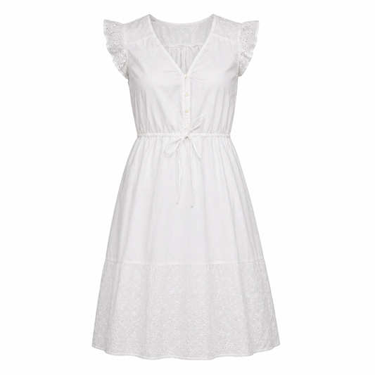 VESTIDO MIDI BLANCO CON BORDADO TIPO EYELET | GAP | TALLA S